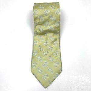 Canali Silk Yellow Paisley Print Mens Dress Career